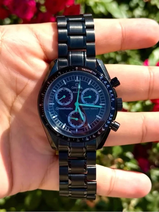 Omega Mission to Earth Polar Lights - Black Steel Metal Case Swap
