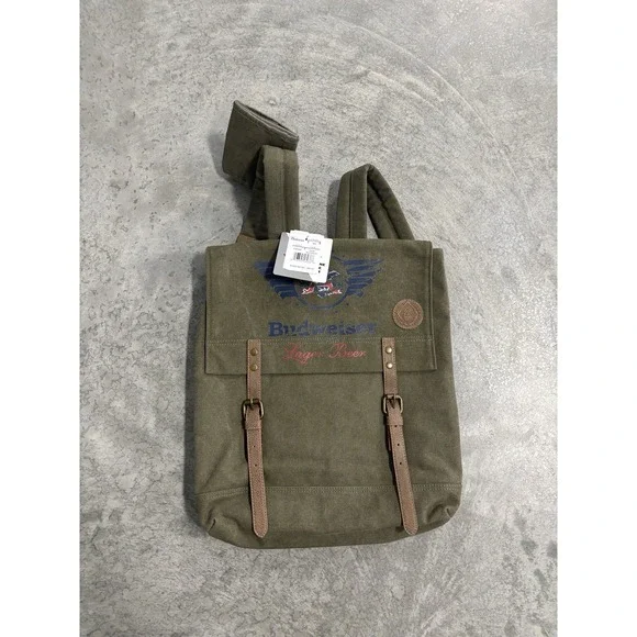 Budweiser Backpack Green Retro Vintage Style Beer Logo Bag New With Tags NWT