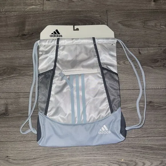 Adidas Alliance II Sackpack Drawstring Athletic  Sports Bag NEW Stone Wash Blue