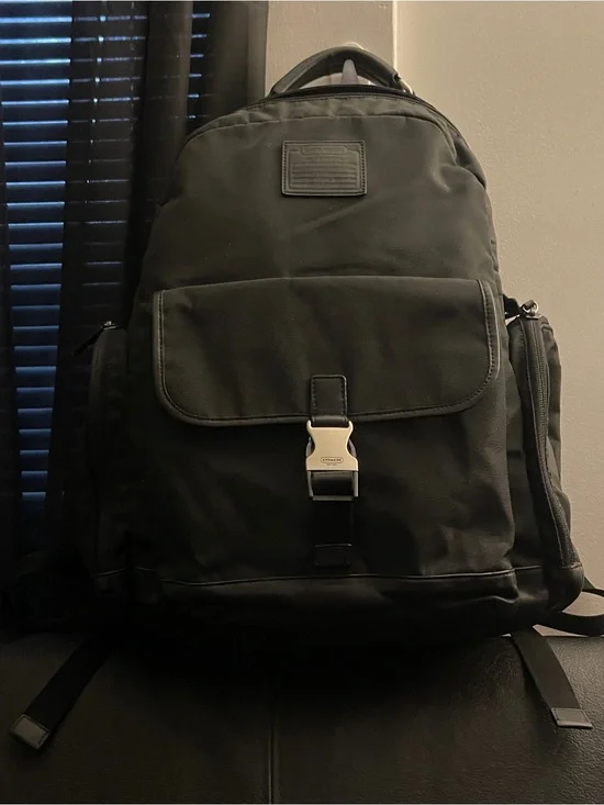 Coach Black Voyager Backpack (F70574) - Men's Backpack, Nylon & Leather EUC