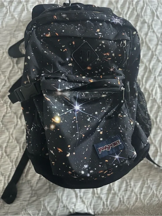 Jansport Black Galaxy Starfield Backpack with Metallic Accents