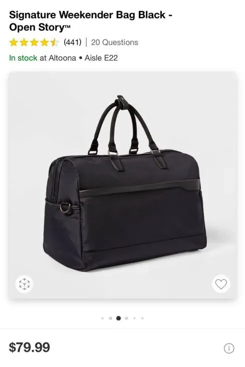 Target Open Story Weekender bag — black