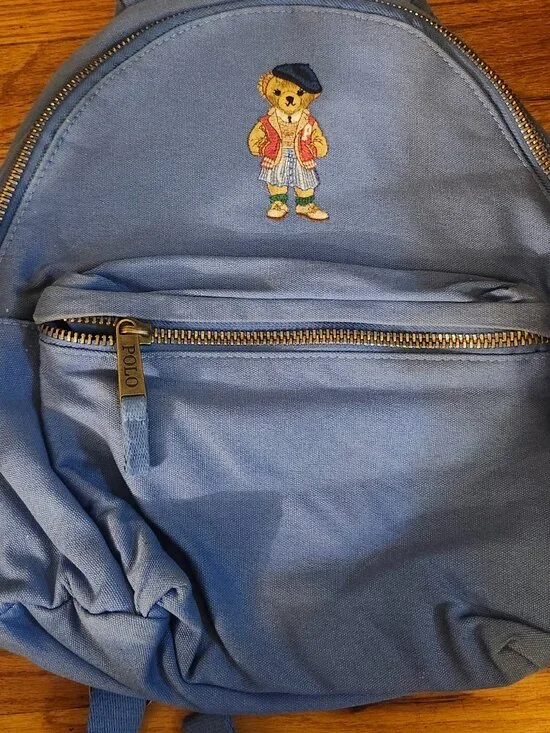 Polo Ralph Lauren Polo Bear Backpack Blue Embroidered Bear Bookbag