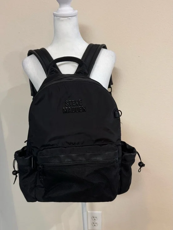 Steve Madden Black Nylon Utility Backpack