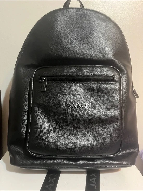 JAXXON LUXURY BLACK FAUX LEATHER BACKPACK DESIGNED IN ITALY