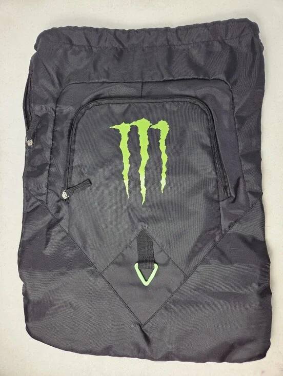 Monster Energy String Bag Gym Logo M backpack Black Green Sport Adjustable