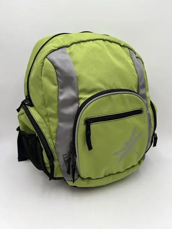 L.L.Bean Dragonfly Daypack Backpack Chartreuse Lime Green Reflective NWOT