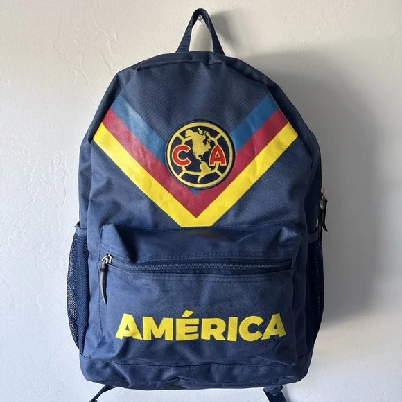 NWOT Official Club América Soccer Backpack - Navy Blue/Yellow Chevron Brand New