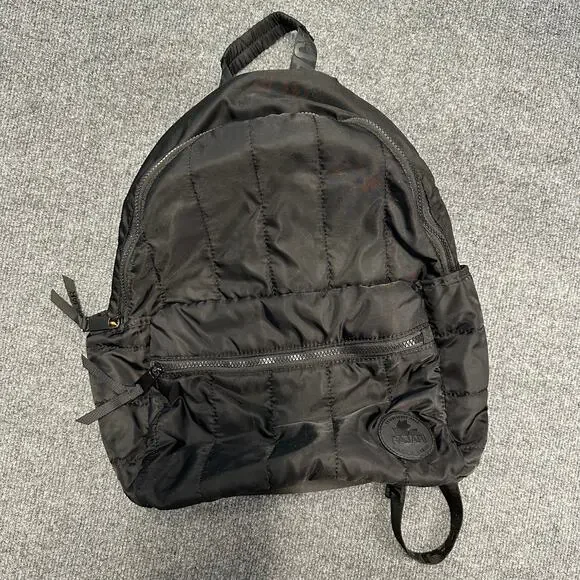 Pajar Twill Dome Quilted Puff Backpack Black Neutral Laptop Pocket Luggage Strap