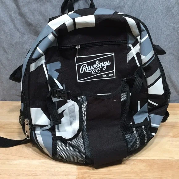 Rawlings Unisex Baseball Backpack Geometric Graphic Black White One Size Good