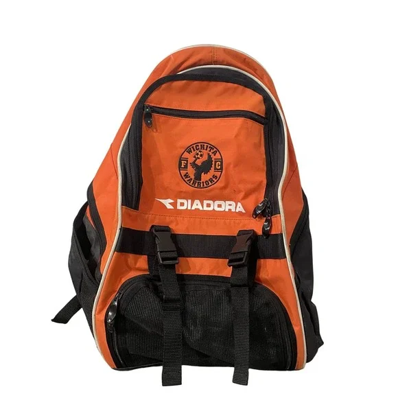 Diadora Wichita Warriors FC Soccer Backpack Orange Black Ball‎ Pocket Zarate 14