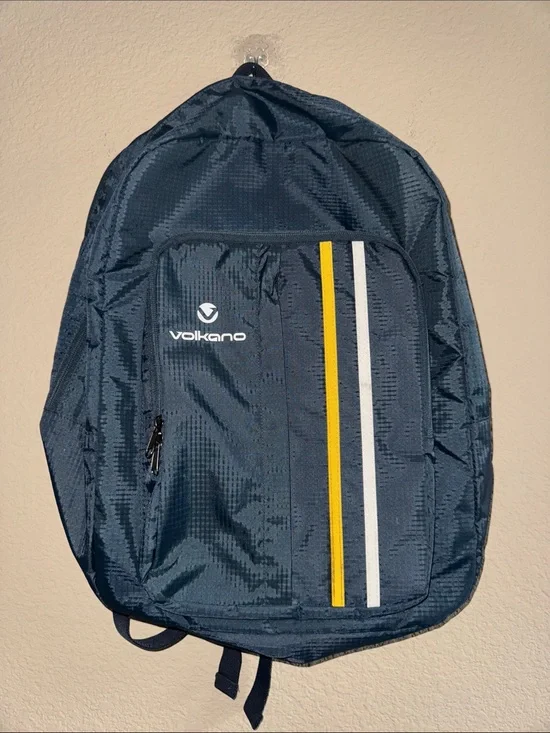 Volkano Track Series Backpack Featuring Vertical Yellow & White Accent Stripes