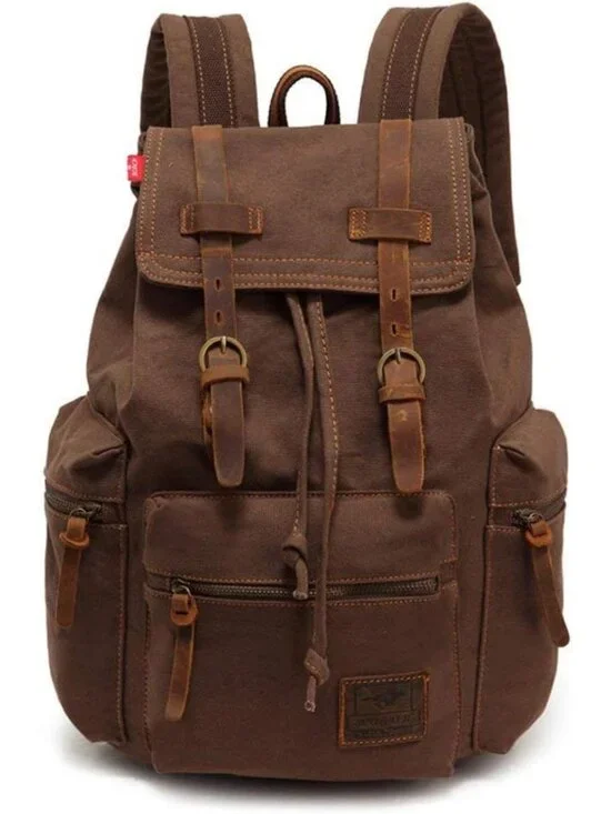 Vintage Canvas Rucksack Backpack for 12-17