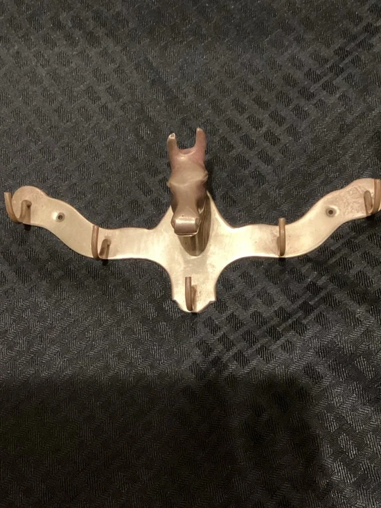Vintage Brass  Horse Key Holder. 9” long. Made in India.