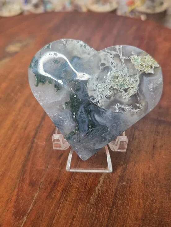 Moss Agate Heart ( A) 2 In New Beginnings
