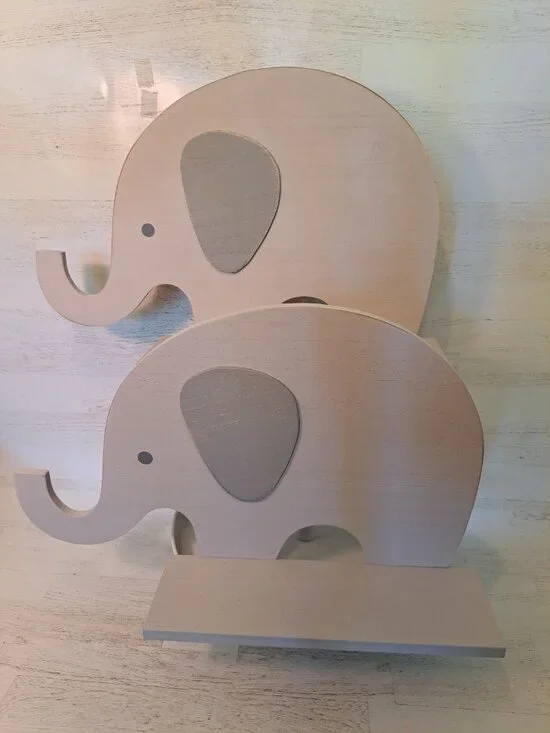 Elephant-Shaped Wood Floating Shelves Nursery/Kids Room Wall-Mountable 17