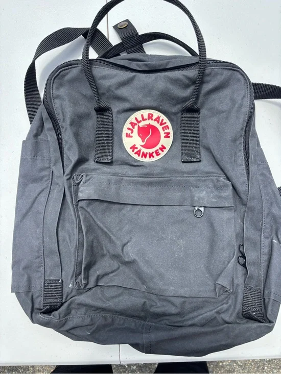 Fjallraven Kanken Classic Black Backpack with Red Logo