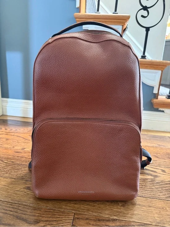 Cole Haan Grand Series Leather Brown Backpack Zip Closure