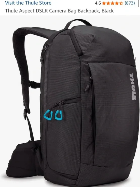 Thule Black Backpack with Blue Accent Zippers