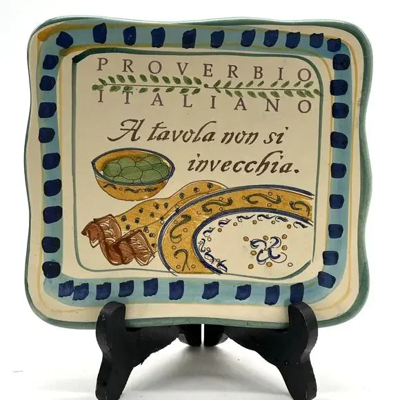 2007 Cortopassi Italian Proverb Tile – Hand‑Painted Cerasella Ceramic Trivet
