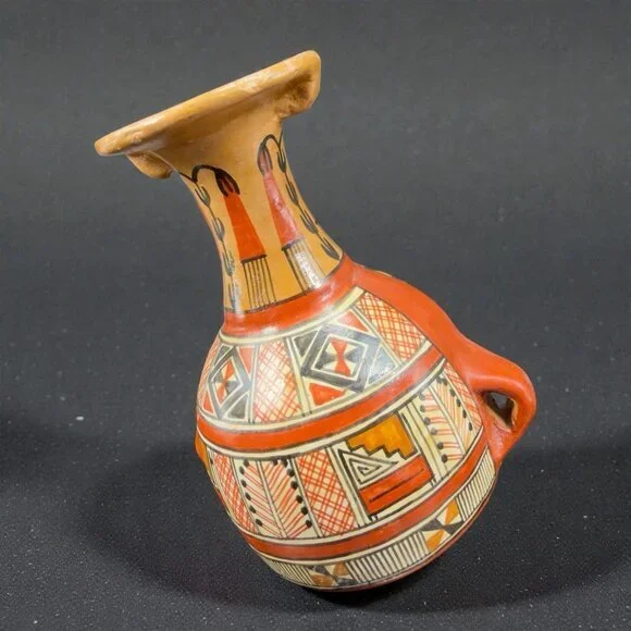 Peruvian Pottery‎ Rotating Bud Vase Vessel Signed San Cristobal Cusco Hand Made