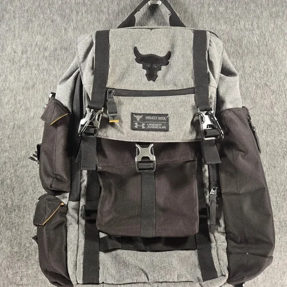 Under Armour Project Rock Regiment Backpack Gray Black UA Storm 30L 1325331