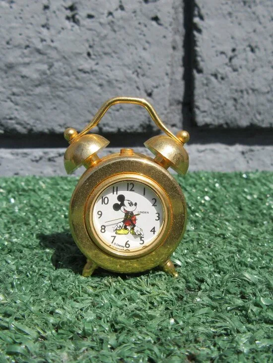 Vintage Linden Disney Mickey Mouse Mini Alarm Clock Japan Movement