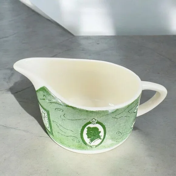 Royal Colonial Homestead Creamer Silhouette and‎ Sample Green and White Ceramic