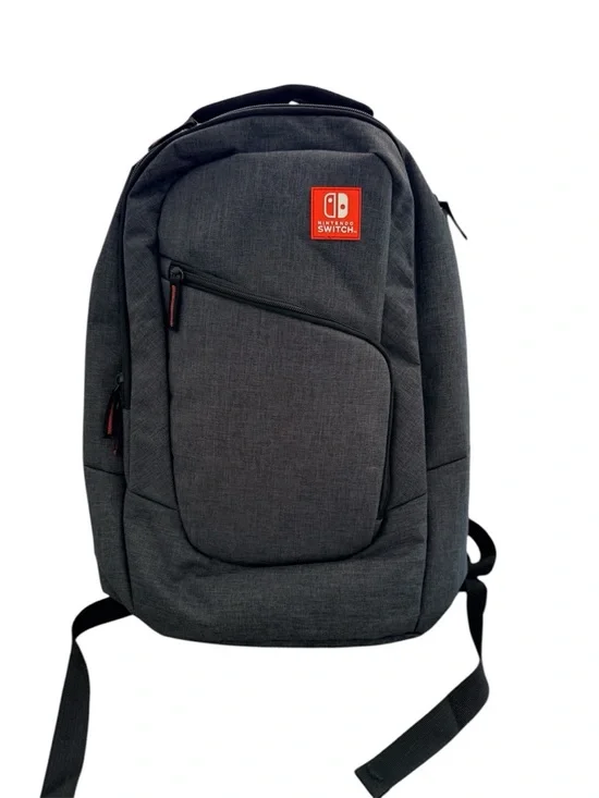 Nintendo Switch Gray Travel Backpack with Red Logo Accent