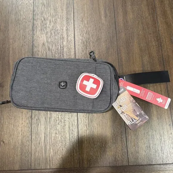 SWISS + GEAR Toiletries Convertible Hanging Hook Bag Heather Gray 11''x 6''x 3''