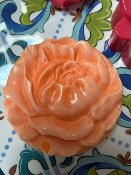 Handcrafted Flower Soap Set in Pink and Orange All natural Shea Butter 9 pcs