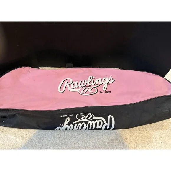 Rawlings Pink Black Softball Baseball Equipment Duffel Bag-shoulder strap