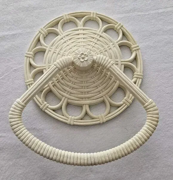Vintage Homco Wall Towel Holder Faux Rattan Wicker 60's