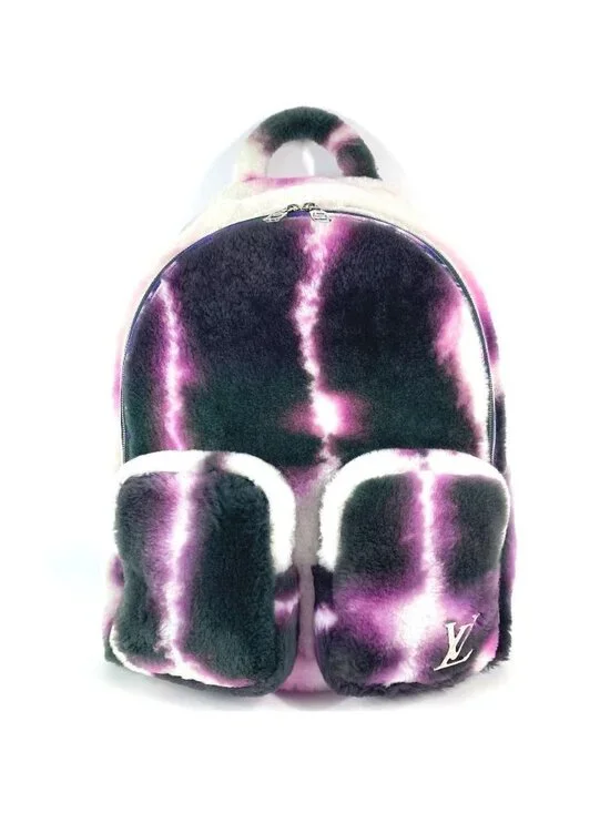 Louis Vuitton Backpack Multi Pocket Fur Purple X Black White