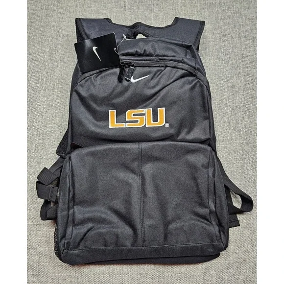 Nike LSU Tigers Backpack Black One Size NCAA Football Embroidered Bookbag NWT