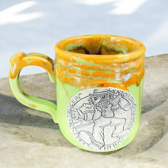 Hand Made Pottery Coffee Mug Cup Keep On Truckin Hard Working Student Mug‎ Cup