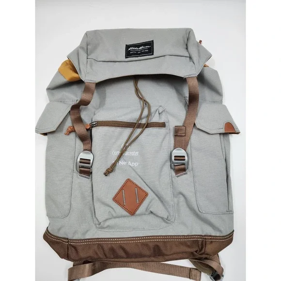 Eddie Bauer Gray Canvas Rucksack Backpack Computacenter NetApp Tech Laptop Bag