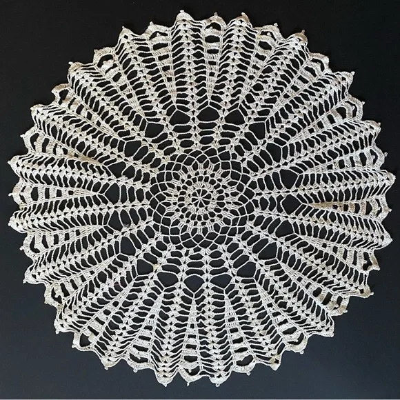 Vintage Crochet Lace Doily 19” Round