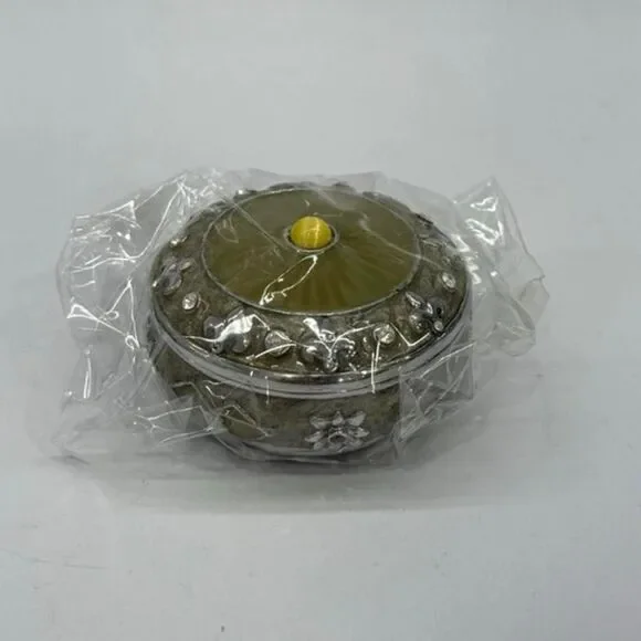 Enameled Round Trinket Box Green