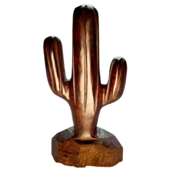Vintage Hand-Carved Ironwood Saguaro Cactus Sculpture