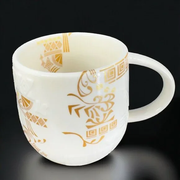 Starbucks Coffee Mug VAVAVA 2012 Ceramic Porcelain Coffee Mug‎ Cup White Gold