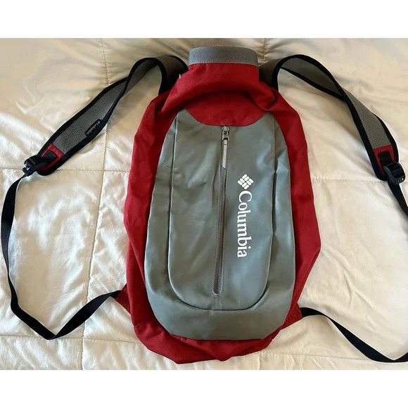 Columbia Triple canyon Backpack Red Grey Roll Top Dry Bag hiking daypack outdoor