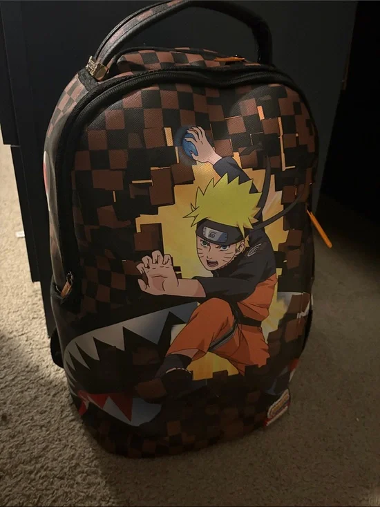 Naruto-themed sprayground bookbag for starting school