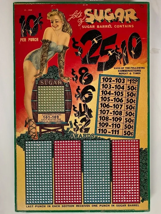 RARE Unused Vintage Pin-up Punchboard Game 