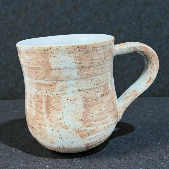 Vintage Hand Made USA Stoneware Pottery Coffee Mug Cup Artist Marked Speckled‎