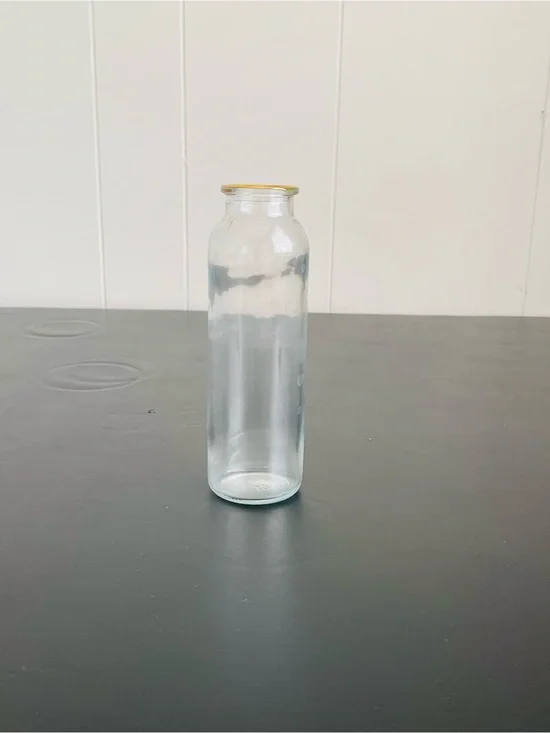 Clear Glass Bottle with Gold Rim