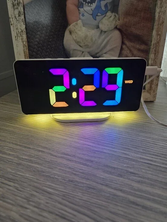 Rainbow RGB Digital Alarm Clock, EUC