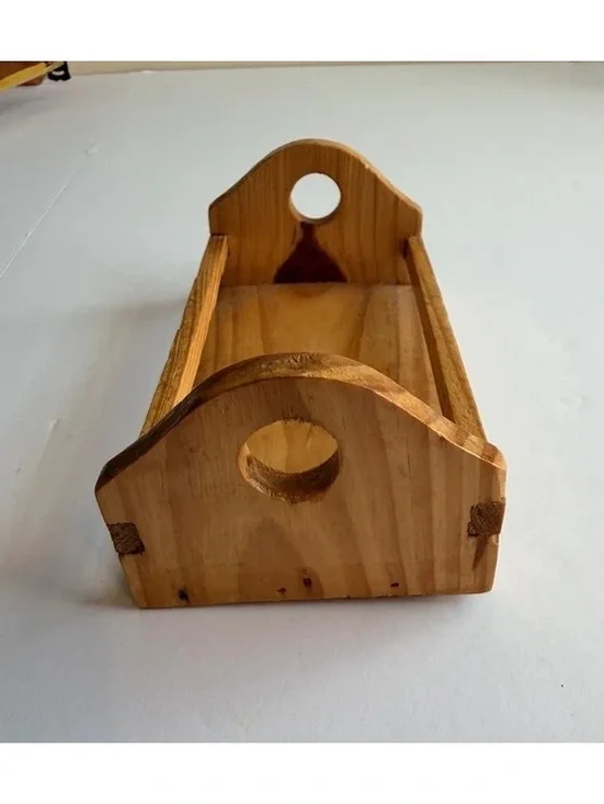 Vintage Primitive Pine Wood Caddy Small Organizer Tray Shelf 9
