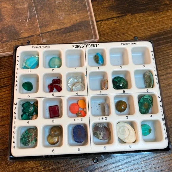 Vintage Forestadent Dental Case with Mixed Gemstones Turquoise Malachite Lapis