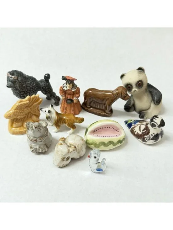 Lot 11 Mini Figures Wade Whimsies Panda Mouse Talavera Collie Poodle Bird Fish